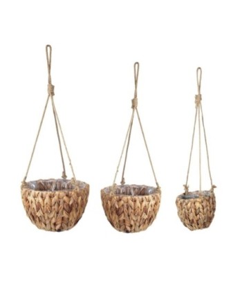 By SIGRIS Cesta MArrón de Palma y Hierba Marina 15*22*22cm Set de 3 Unidades Cesta Set de  3 U