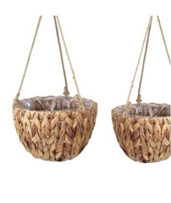 By SIGRIS Cesta MArrón de Palma y Hierba Marina 15*22*22cm Set de 3 Unidades Cesta Set de  3 U