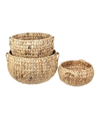 By SIGRIS Cesta MArrón de Palma y Hierba Marina 21*44*44cm Set de 3 Unidades Cesta Set de  3 U