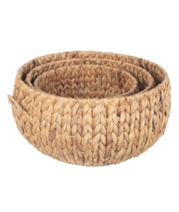 By SIGRIS Cesta MArrón de Palma y Hierba Marina 21*44*44cm Set de 3 Unidades Cesta Set de  3 U