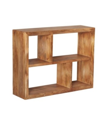 Estantería Bohemia 110x29cm, Mueble Auxiliar de Madera de Mango, Estilo Vintage para Decoración de Interiores