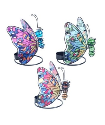 ORIGEN Home Decor Mariposa sobremesa 3 U Jarrones Y Portavelas | Portavelas Multicolor - 13x11x9cm