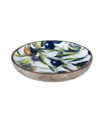 By Sigris - Bandeja para Dejar Llaves | Plato Grande Madera - Diseño Aceitunas, Madera de Mango - Diámetro 15cm
