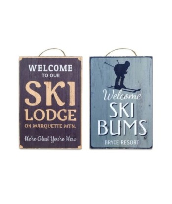 By SIGRIS Placa  Letreros Pared Ski Incluye 2 Unidades Adorno Pared Placas Metal Signes Grimalt Decor And Go
