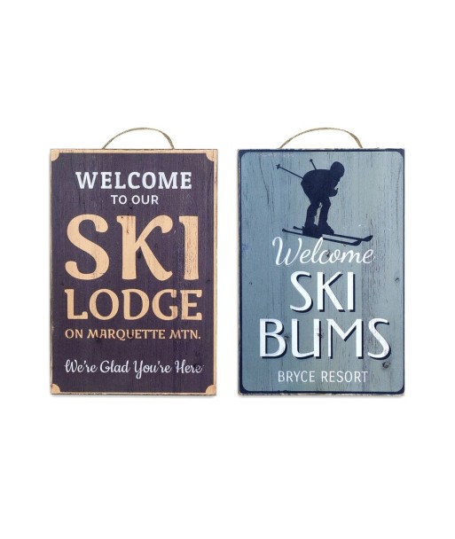 By SIGRIS Placa  Letreros Pared Ski Incluye 2 Unidades Adorno Pared Placas Metal Signes Grimalt Decor And Go