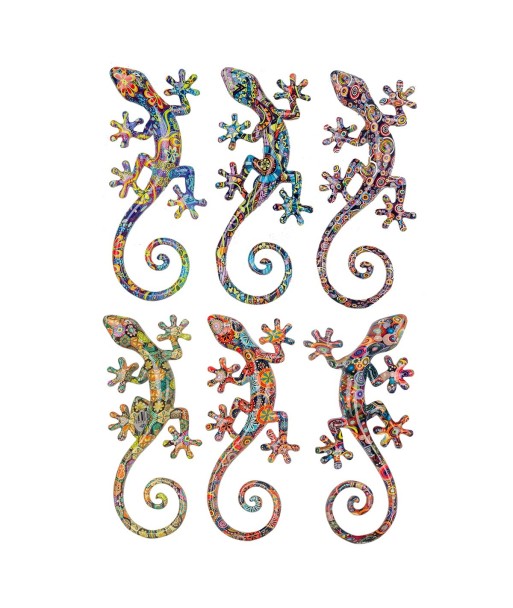 ORIGEN Home Decor Figura de Lagarto 6U Marrón - Decoración Hogar y Jardín | Estatua de Lagarto de Resina - 3x21x9cm