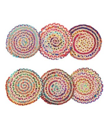 By SIGRIS Salvamanteles Multicolor De Yute Incluye 6 Unidades Cocina Salvamanteles Colección India Signes Grimalt