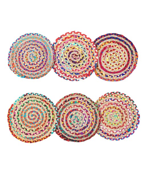 By SIGRIS Salvamanteles Multicolor De Yute Incluye 6 Unidades Cocina Salvamanteles Colección India Signes Grimalt