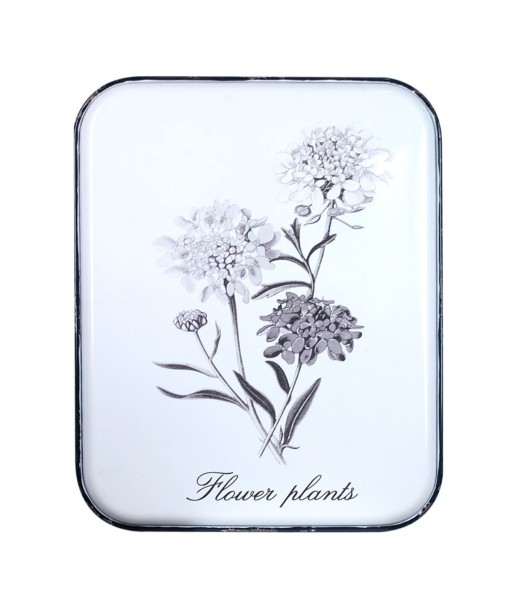 ORIGEN Home Decor Adorno Pared Flores Placas Metal | Placa de Metal Blanco Rectangular - 53x43x2cm