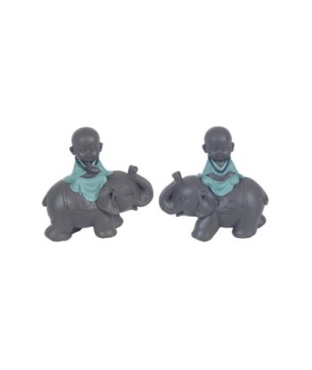 By SIGRIS Buda Pequeño Sobre Elefante Incluye 2 Unidades Figuras Budas Colección Oriental Signes Grimalt Decor