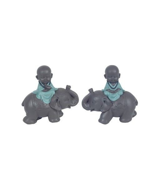 By SIGRIS Buda Pequeño Sobre Elefante Incluye 2 Unidades Figuras Budas Colección Oriental Signes Grimalt Decor