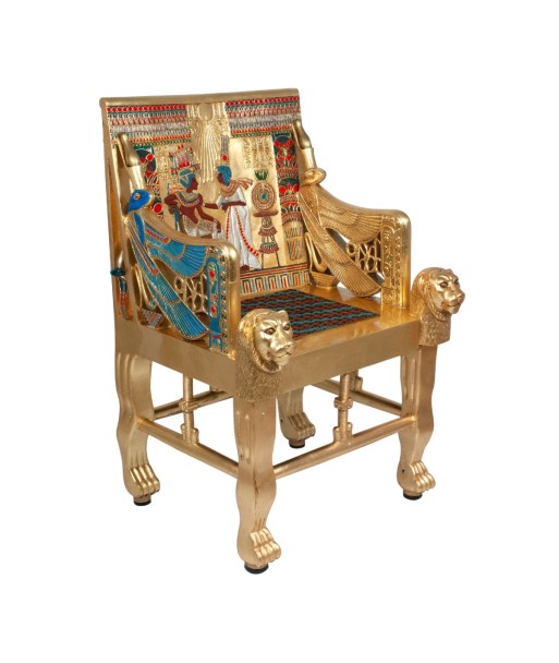 ORIGEN Home Decor Silla Faraón Egitpo Oro Mueble Auxiliar | Silla de suelo Marrón - 105x73x63cm