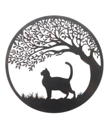 Adorno de Pared para Árbol con Diseño de Gato en Metal, Decoración Original para el Hogar y Regalos Creativos