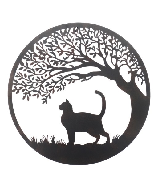 Adorno de Pared para Árbol con Diseño de Gato en Metal, Decoración Original para el Hogar y Regalos Creativos