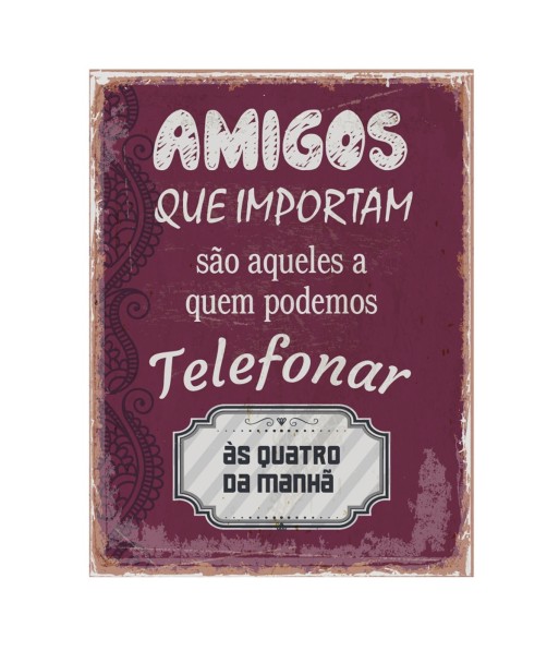 ORIGEN Home Decor Adornos pared portugues Placas Metal | Placa de Metal Rojo Rectangular - 33x25x1cm
