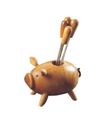 By SIGRIS Pinchero Cerdito Con 4 Pinchos Para Cocina  Utensilios Colección Lavanda Y Olivo Signes Grimalt Decor