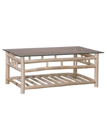 Mesa Auxiliar de Madera de Teka 114x72cm para Decoración y Almacenamiento en el Hogar, Mueble Multifuncional