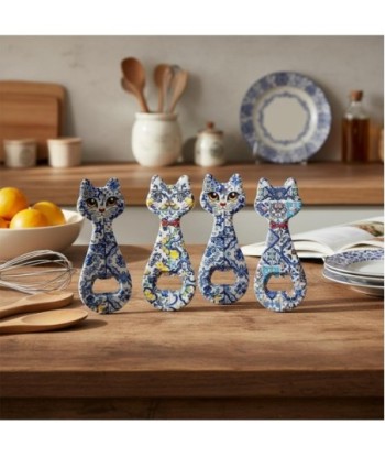 Abridor de Botellas Gato Divertido - Set de 4 Diseños Originales - Ideal para Cocina y Regalo - Utensilios Prácticos
