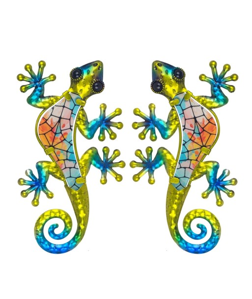 Adorno de Pared Lagarto Azul Metalico, Decoración Moderna para Interiores, Figura de Lagarto 2 Unidades