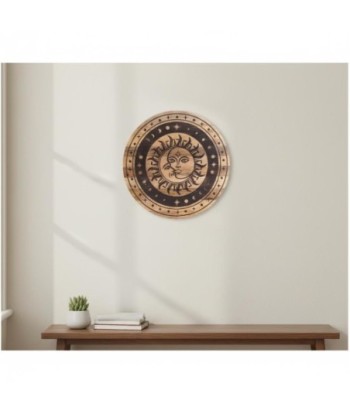 Adorno de Pared Sol y Luna, Decoración Bohemia para Hogar, Arte Etnico Madera, Decoración de Jardín, Regalo Original