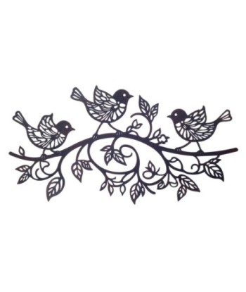 Decoración de Pared con Pájaros, Arte Metálico para Interiores y Exteriores, Diseño Etnico, Adorno de Jardín