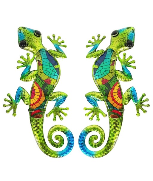 Adorno de Pared Lagarto Decorativo, Figura de Metal Verde, Set de 2 Unidades para Decoración Moderna y Original
