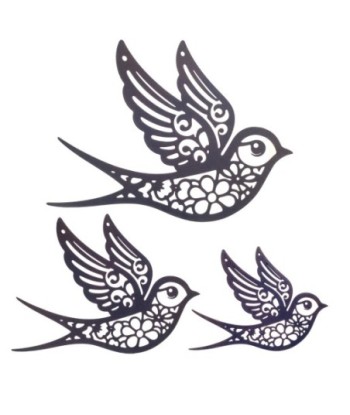 Set de 3 Adornos de Pared de Pájaros de Metal, Decoración Etnica para Jardín y Hogar, Diseño Moderno y Elegante