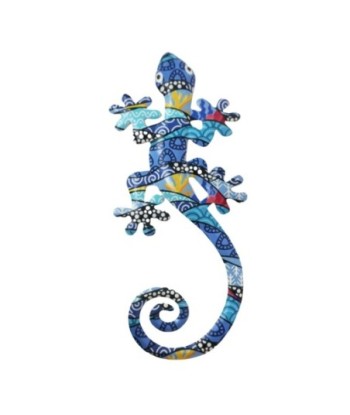 Adorno de Pared Lagarto Azul de Metal para Decoración de Interiores y Exteriores, Figura Artística y Original