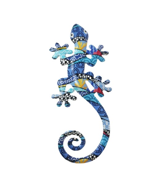 Adorno de Pared Lagarto Azul de Metal para Decoración de Interiores y Exteriores, Figura Artística y Original