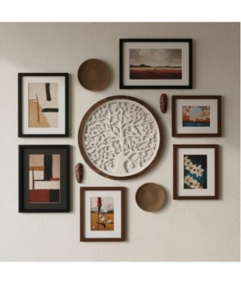 Adorno de Pared Árbol de la Vida Decoración Hogar Diseño Etnico Moderno Placa de Madera Arte Mural Decorativo