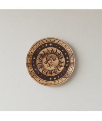 Adorno de Pared Sol y Luna, Decoración Bohemia para Hogar, Arte Etnico Madera, Decoración de Jardín, Regalo Original