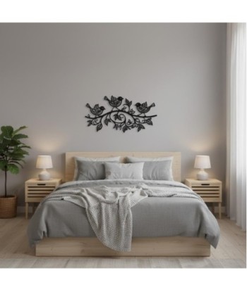 Decoración de Pared con Pájaros, Arte Metálico para Interiores y Exteriores, Diseño Etnico, Adorno de Jardín