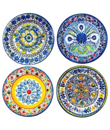 Adorno de Pared Cerámico Multicolor Diseño Hidráulico para Decoración de Interiores y Exteriores, Set de 4 Piezas
