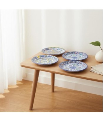 Adorno de Pared Cerámico Multicolor Diseño Hidráulico para Decoración de Interiores y Exteriores, Set de 4 Piezas