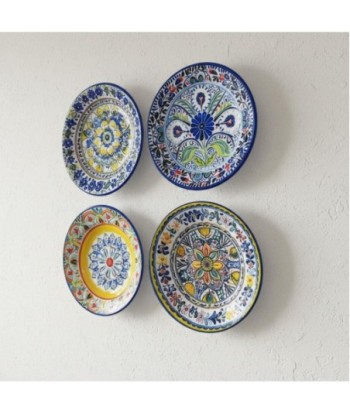 Adorno de Pared Cerámico Multicolor Diseño Hidráulico para Decoración de Interiores y Exteriores, Set de 4 Piezas