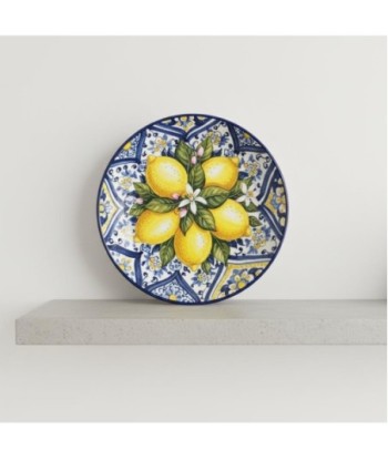 Adorno Decorativo de Pared con Diseño de Limones, Set de 4 Platos de Cerámica para Decoración Interior y Exterior