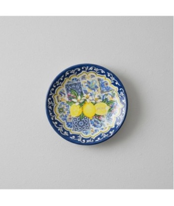 Adorno Decorativo de Pared con Diseño de Limones - Set de 4 Platos de Cerámica para Decoración de Interiores