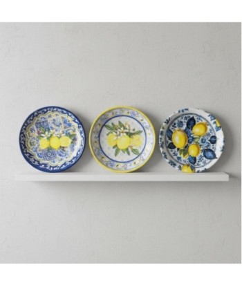 Adorno Decorativo de Pared con Diseño de Limones, Set de 4 Platos de Cerámica para Decoración Interior y Exterior