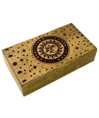 Caja de Madera Sol y Luna Mediana para Almacenamiento Decorativo y Organización del Hogar