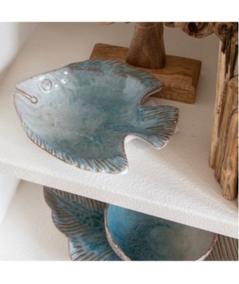 Bandeja Decorativa Pez Cerámica Azul para Hogar y Oficina, Diseño Bohemio, Ideal para Regalos y Decoración Estilo