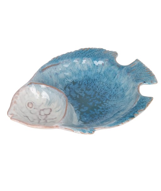 Bandeja Decorativa Pez Azul para Hogar, Cerámica y Gres, Ideal para Centro de Mesa, Diseño Bohemio, Regalo Original