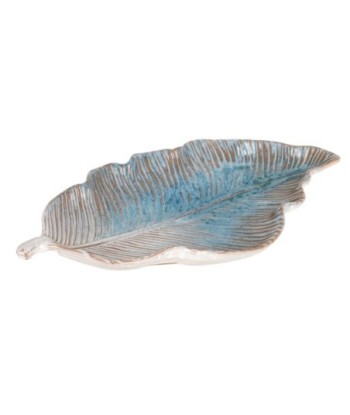 Bandeja Decorativa Hoja Azul, Accesorio de Cerámica para Decoración del Hogar, Diseño Bohemio, Ideal para Regalos