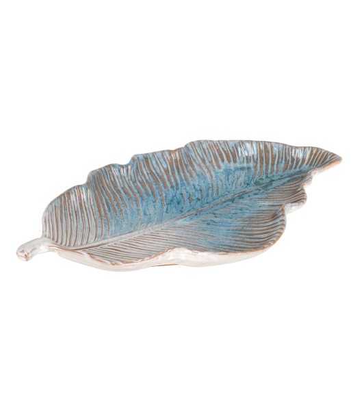 Bandeja Decorativa Hoja Azul, Accesorio de Cerámica para Decoración del Hogar, Diseño Bohemio, Ideal para Regalos
