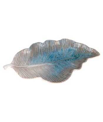 Bandeja Decorativa Hoja Azul, Accesorio de Cerámica para Decoración del Hogar, Diseño Bohemio, Ideal para Regalos