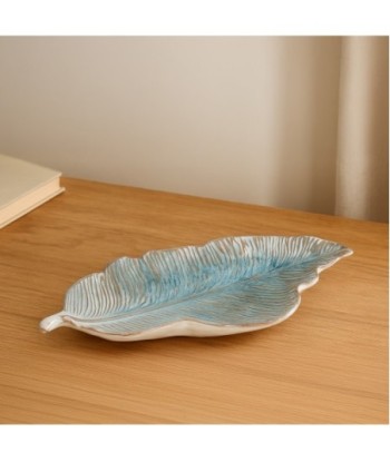 Bandeja Decorativa Hoja Azul, Accesorio de Cerámica para Decoración del Hogar, Diseño Bohemio, Ideal para Regalos