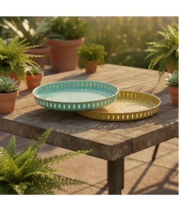 Bandeja Decorativa Redonda Estilo India para Hogar - Set de 3 Piezas - Ideal para Decoración de Mesas y Centros