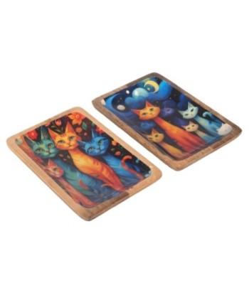 Bandeja Decorativa para Gato, Ideal para Cocina y Hogar, Diseño Multicolor, Madera Resistente, Uso Versátil