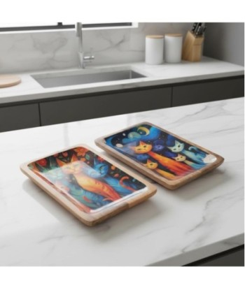 Bandeja Decorativa para Gato, Ideal para Cocina y Hogar, Diseño Multicolor, Madera Resistente, Uso Versátil