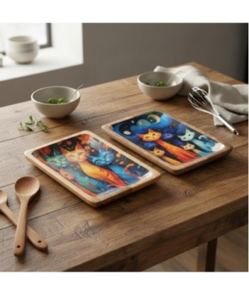 Bandeja Decorativa para Gato, Ideal para Cocina y Hogar, Diseño Multicolor, Madera Resistente, Uso Versátil