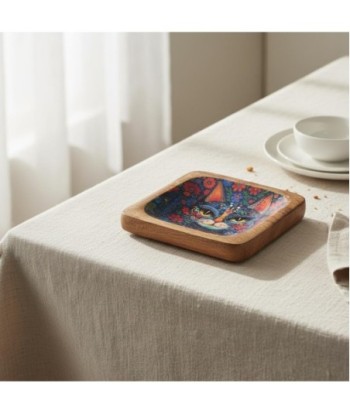 Bandeja Decorativa para Gatos, Ideal para Cocina y Sala de Estar, Accesorio de Madera de Mango, Diseño Elegante